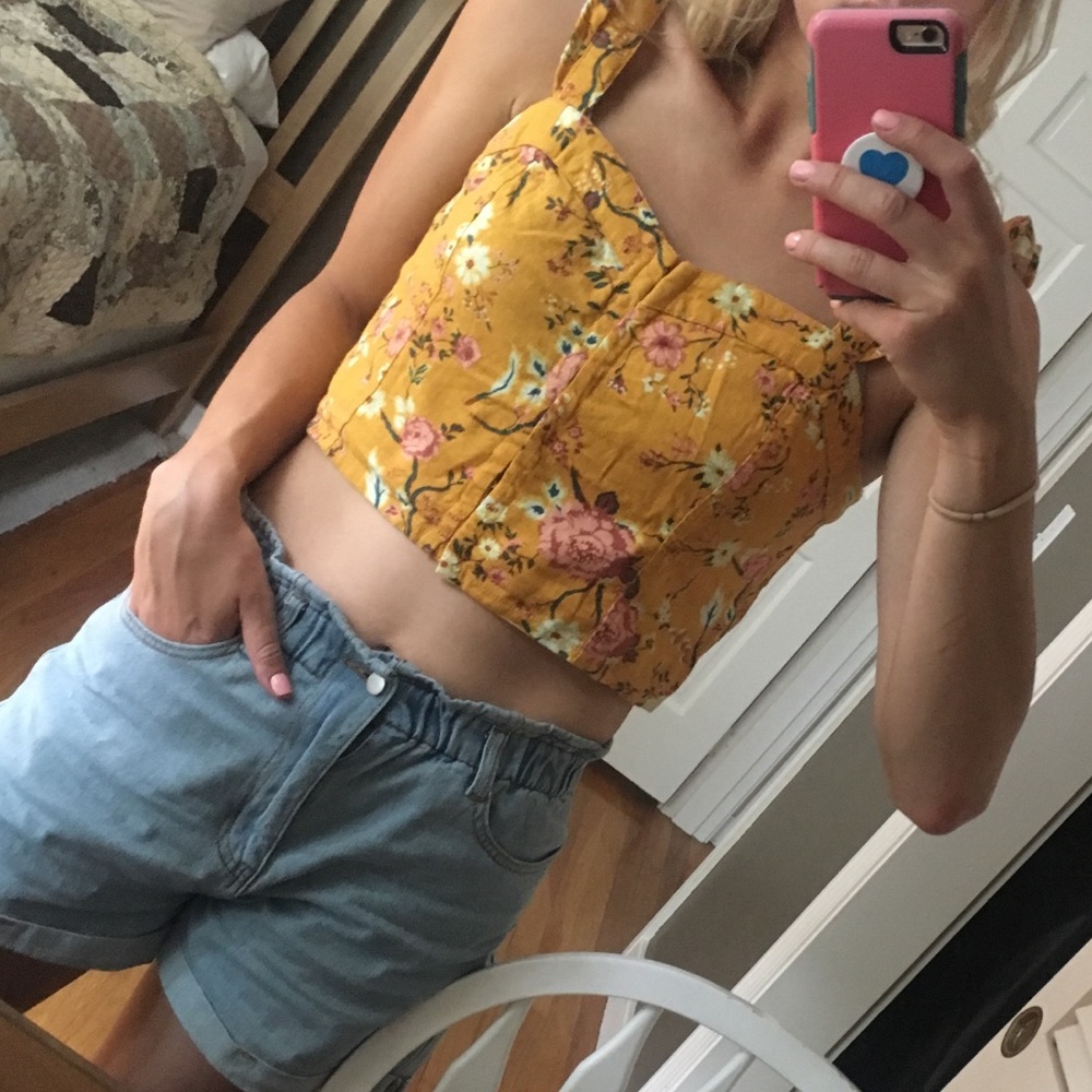 NORDSTROM Yellow Cropped Tank